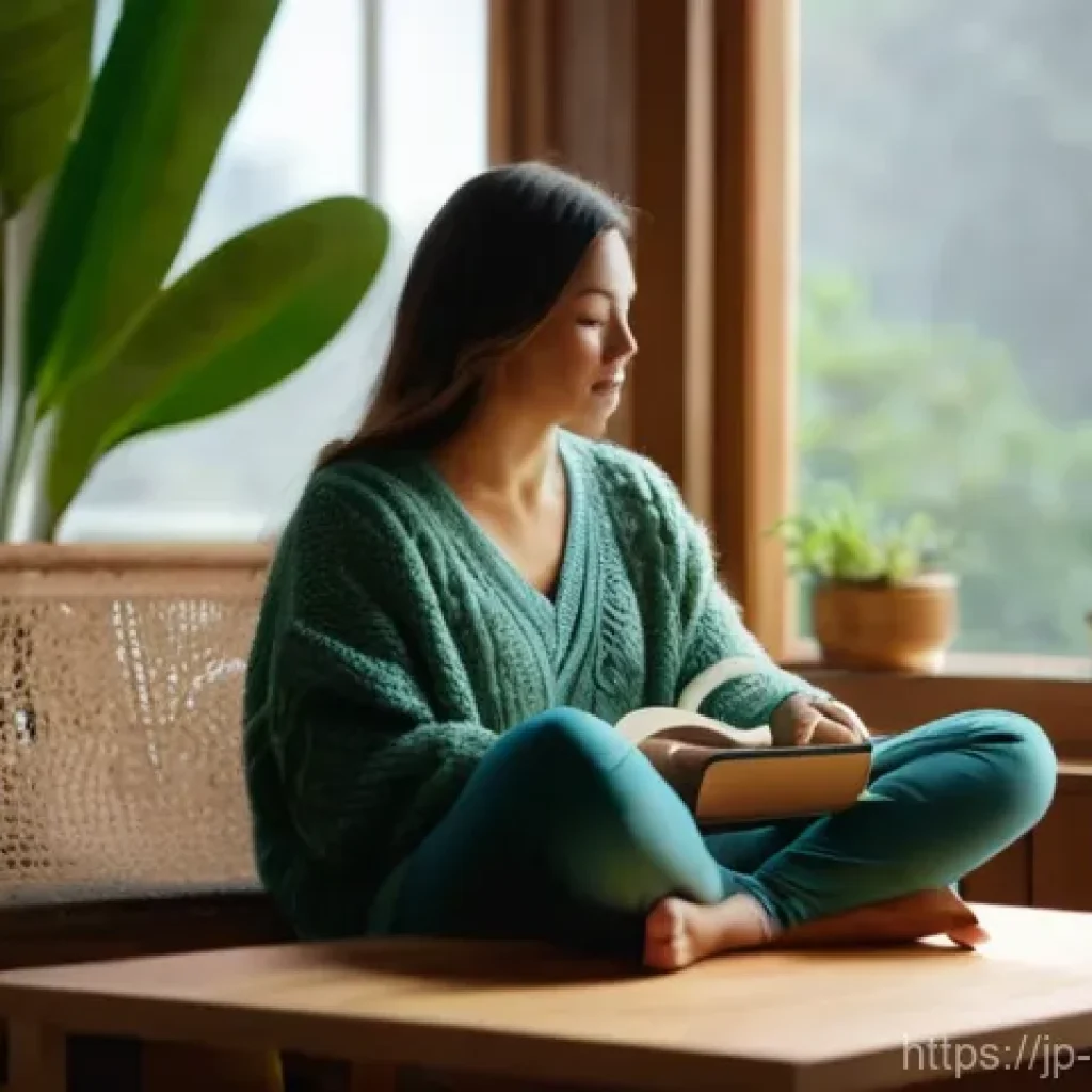 상담심리사 직무 스트레스 관리법 - **Prompt 1: "Mindful Reflection and Self-Care"**
"A peaceful indoor scene of a female counselor ...
