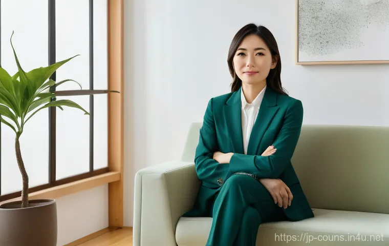 상담심리사 수련 과정의 현실 - The Aspiring Counselor's Study Session**
A young Japanese woman in her mid-20s sits at a wooden desk...
