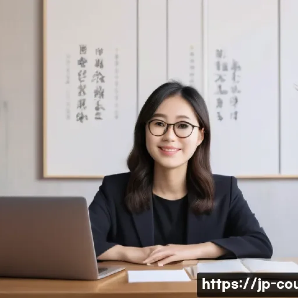 상담심리사에게 유용한 온라인 도구 - A modern counseling room set up for an online session with a professional Japanese female counselor ...
