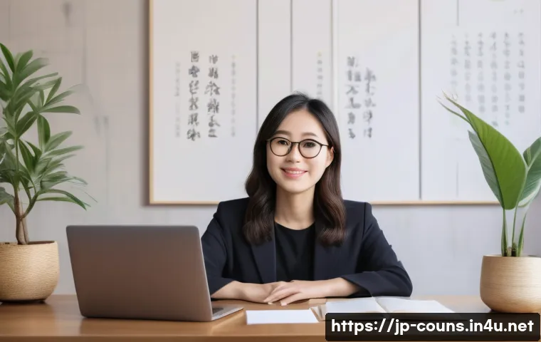 상담심리사에게 유용한 온라인 도구 - A modern counseling room set up for an online session with a professional Japanese female counselor ...