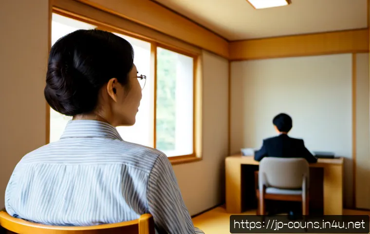 상담심리사 업무 중 직면하는 도전 - Photorealistic counseling psychologist seated in a calm private office, listening attentively to an ...